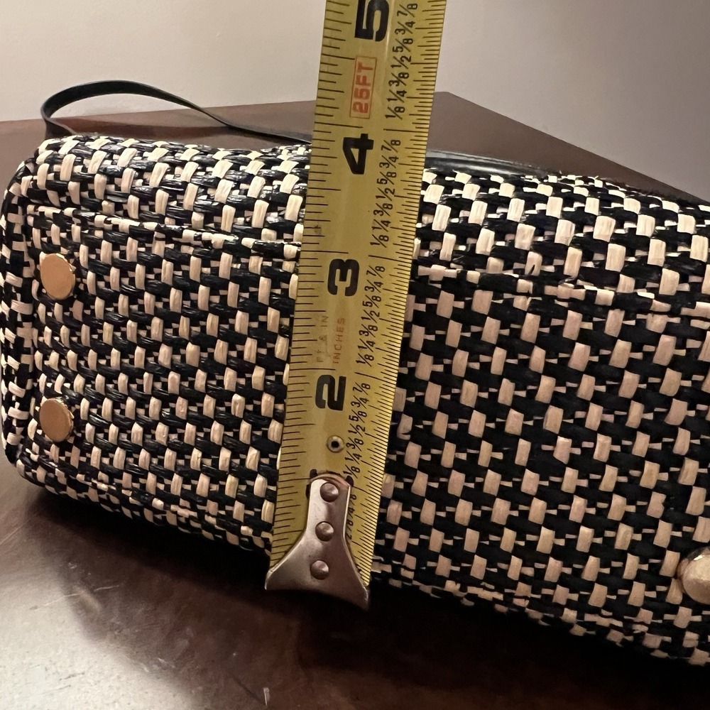 Cuyana Mini Palma Tote Natural/Black Italian Leather Trim Woven Coastal Luxury - Picture 12 of 14